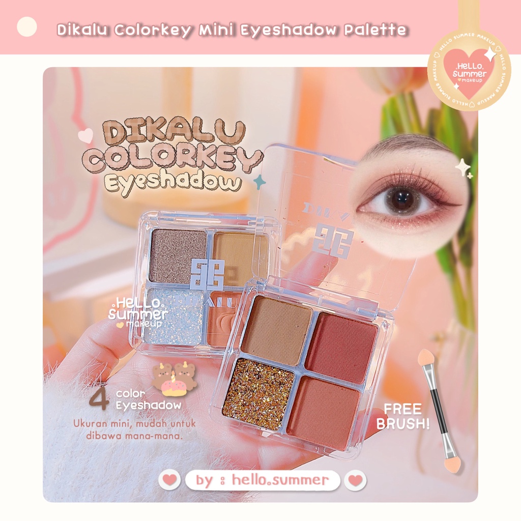 EYESHADOW [FREE BRUSH!] Dikalu Colorkey Mini Palette 4 Color Pigmented Multicolor eye Makeup