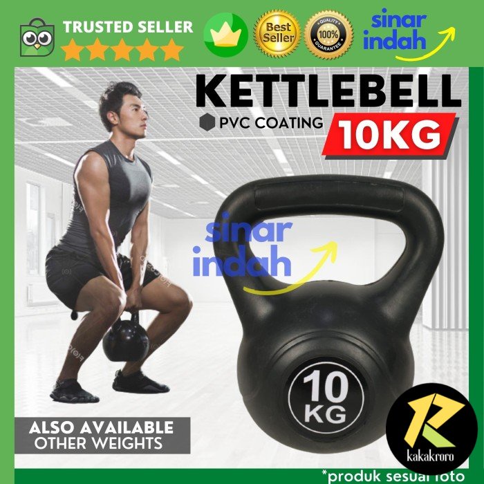 Vinyl KettleBell 10 Kg Angkat Beban Beginner Kettlebell PVC Coating - 2kg