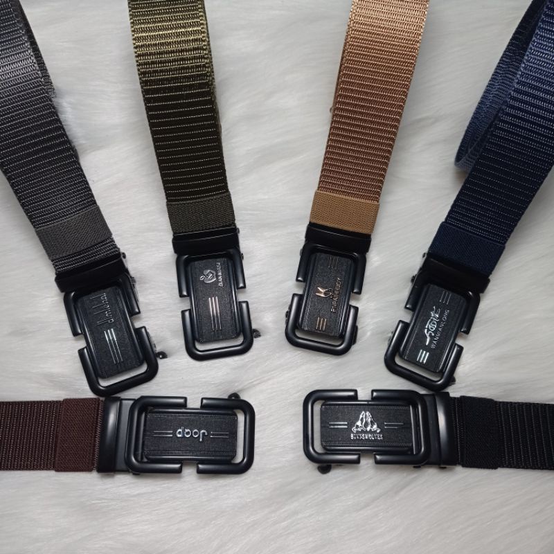 Ikat Pinggang import Pria Canvas Nylon Belt Nylon Canvas Sabuk Pria Nylon Kepala Logam Besi -046