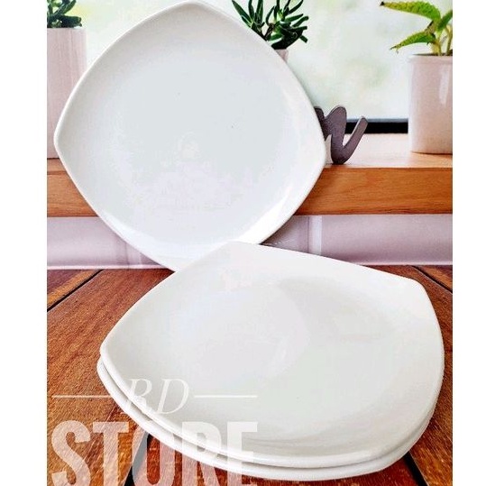 PROMO 3.PCS PIRING MAKAN PRASMANAN PERSEGI KOTAK CEPER BAHAN MELAMINE WARE TEBAL DAN ANTI LENGKET