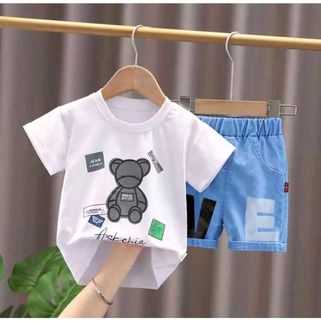 SETELAN BAJU ANAK MOTIF ARKENIA DENIM / BAJU ANAK LAKILAKI DAN ANAK PEREMPUAN USAI 6-10BLN 1-5THN / BAHAN BAJU COMBED CELANA DENIM LENGAN DAN CELANA PENDEK / ADEM DAN NYAMAN SAAT DIPAKAI ANAK-ANAK / PAKAIAN ANAK TERPOPULER KEKINIAN TRENDY SEKARANG INI