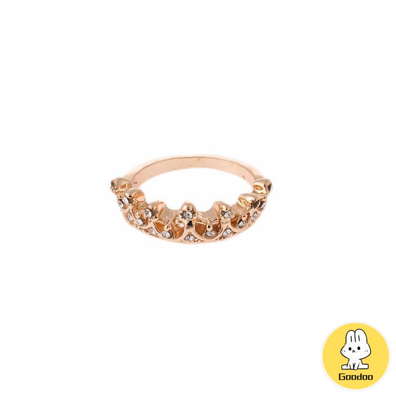 Cincin Wanita Desain Mahkota Ratu Hollow Hias Berlian Mikro Untuk Tunangan / Nikah -Doo