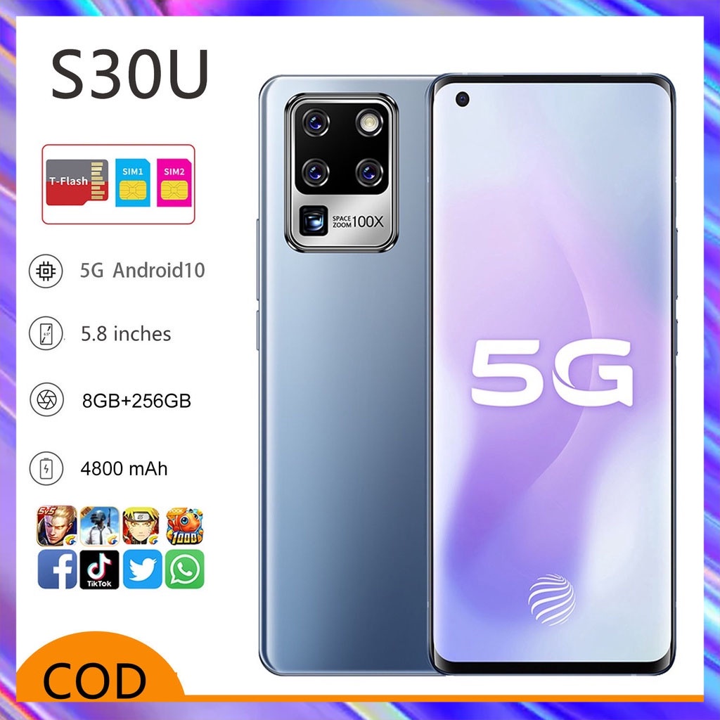 (COD) Samsong Handphone Galaxy S30U Plus 8GB+256GB 5.5inci HP Murah Handphone Murah Android 4G 5G Hp