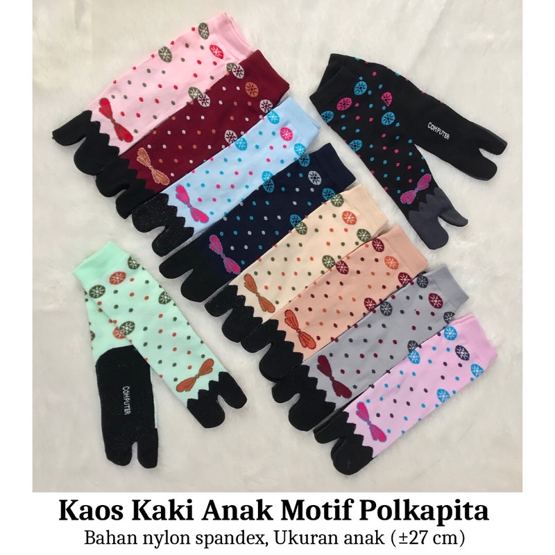 12 Pasang Kaos Kaki Jempol NYLON ANAK Motif Polkapita (Lusinan)