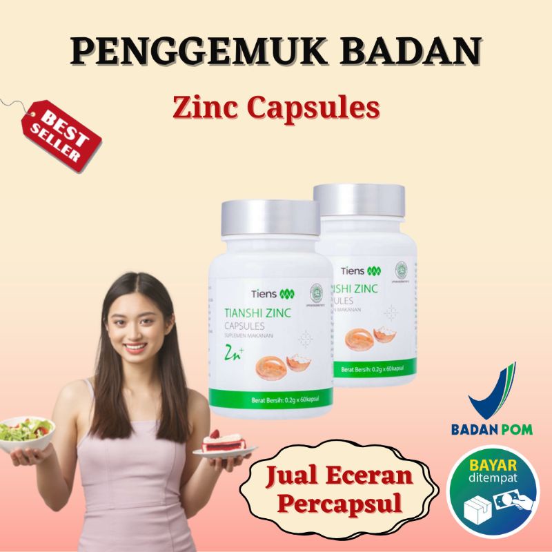 

ZINC CAPSULES || PENGGEMUK BADAN TERBAIK || NO EFEK SAMPING & ORIGINAL LOLOS BPOM & HALAL