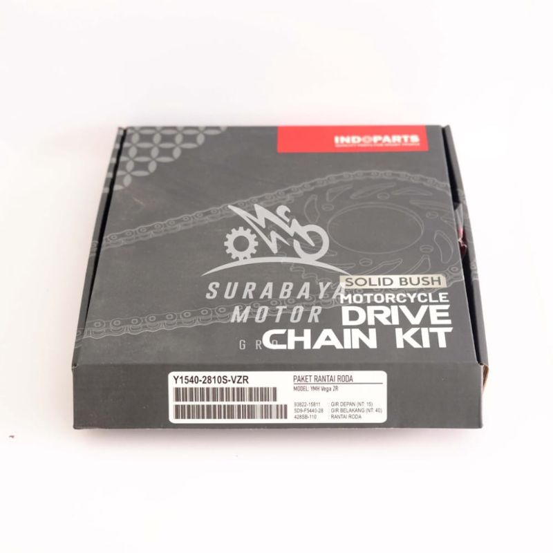 Gearset Vega ZR INDOPARTS 428 2810S-VZR Komplit Kemasan Baru Solid Bush SB