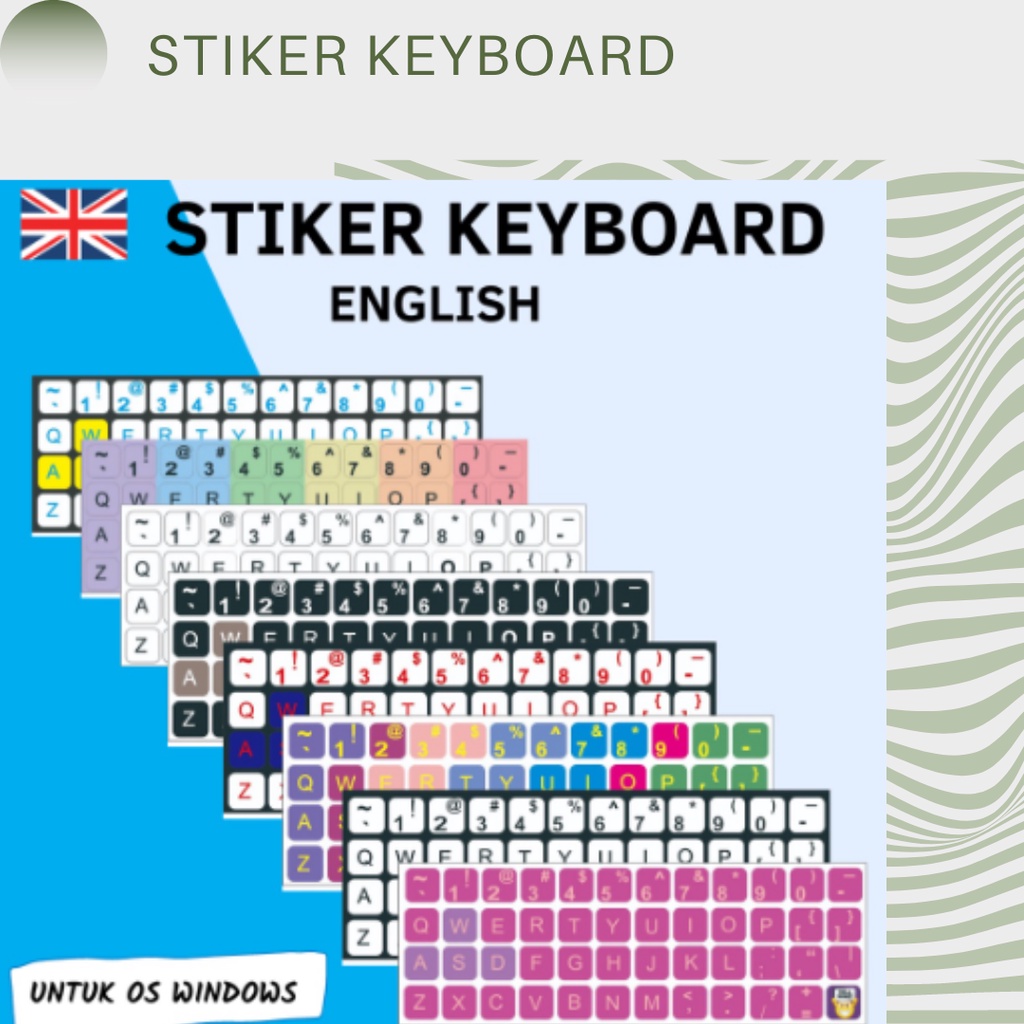 stiker keyboard inggris Anti Air Untuk Keyboard Laptop / Komputer