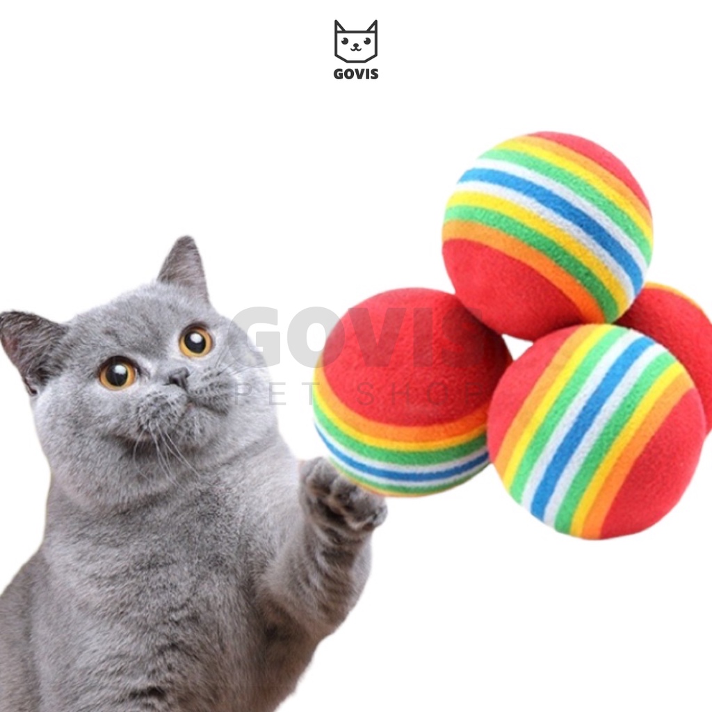 Govis Mainan Bola Kucing Pet Rainbow Ball