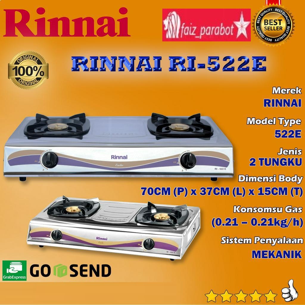 TERMURAH ORIGINAL KOMPOR RINNAI RI 522 E 2 TUNGKU