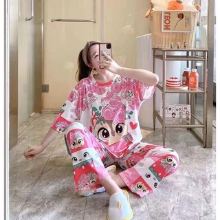 Piyama Import Super Jumbo Baju Tidur Jumbo Import Set Kekinian Lengan Pendek Celana Panjang CP