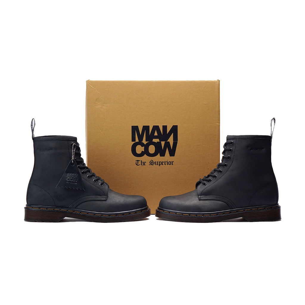 Mancow High Boots Crazy Horse Hitam Sepatu Formal Pria Wanita Original Kulit Asli