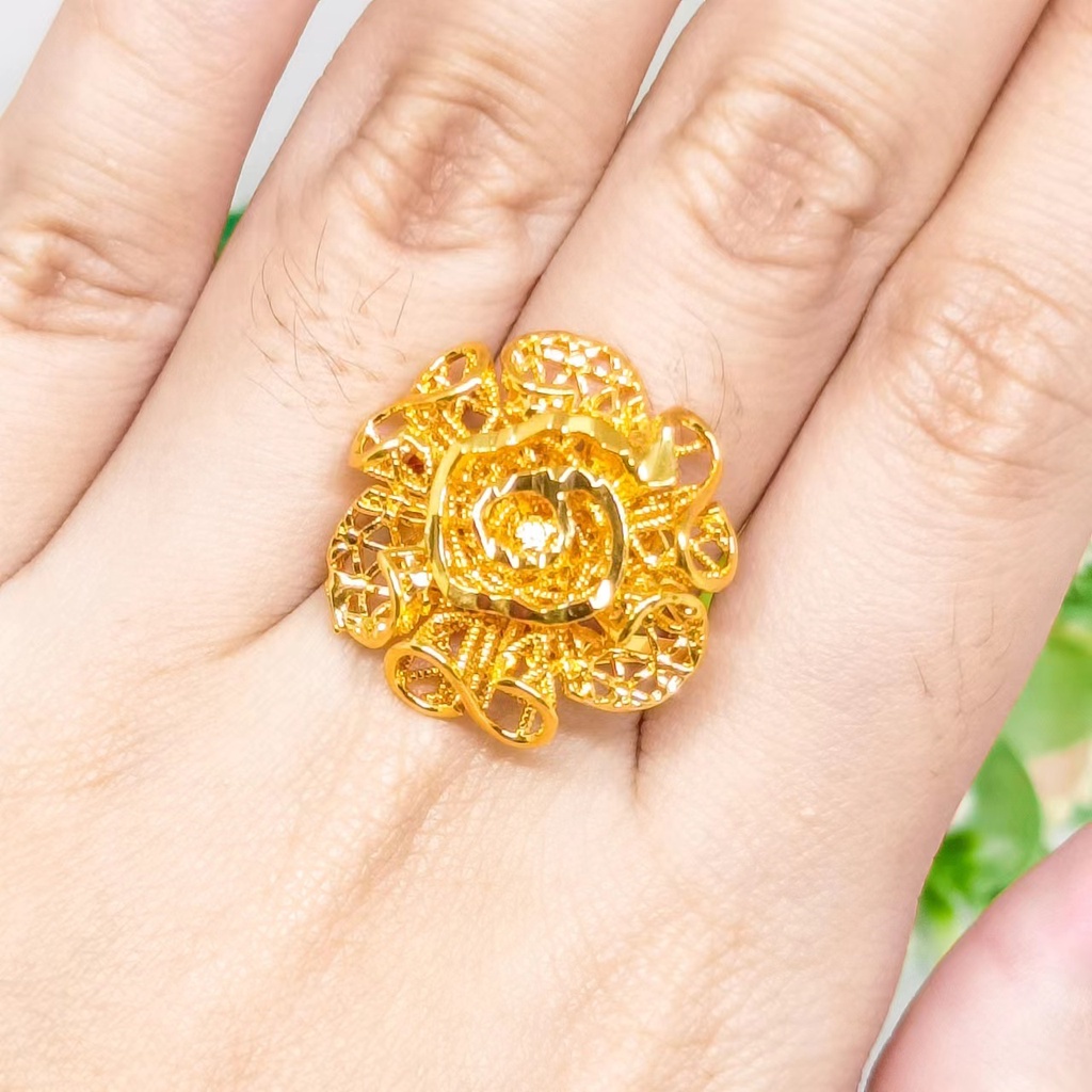 Cincin kendari Hulur keluar Membuka Xuping Perhiasan Lapis Emas 24k Gold Bunga Terbaru Cantik Perhiasan