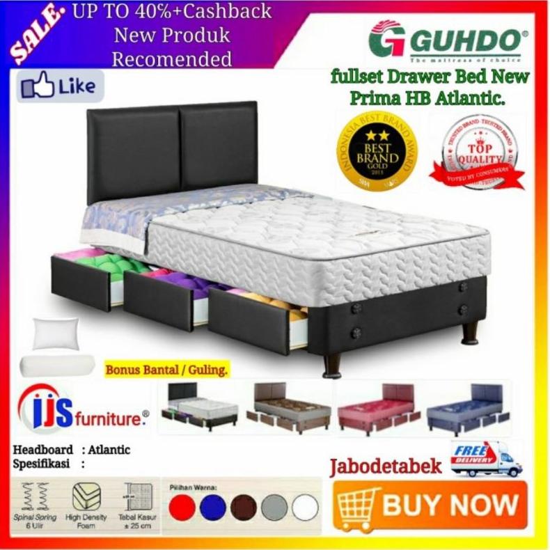 Guhdo Fullset Kasur Drawer Bed/Laci New Prima HB Atlantic Uk 140x200