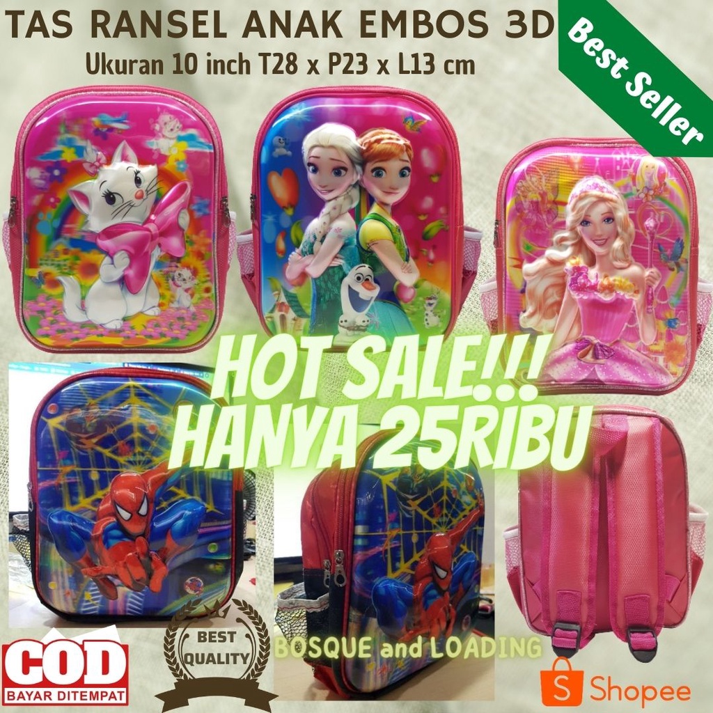 HOT SALE!!! Tas Ransel Anak Embos 3 Dimensi 3D Tas Timbul Paud TK A / Tas Anak 3D / Tas Gemblok Sekolah Anak / Tas Ngaji / Tas Les / Tas Main / Tas Pergi Anak Terbaru CAHAYA BUNDA SHOP