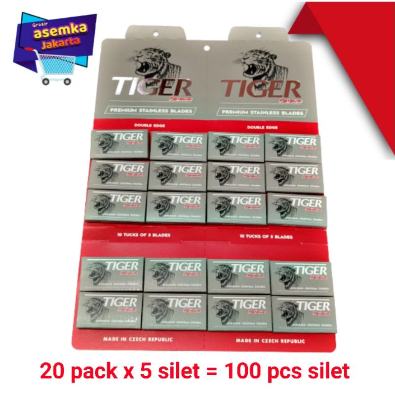 Silet Tiger Platinum Premium stainless Blades isi 100 pcs