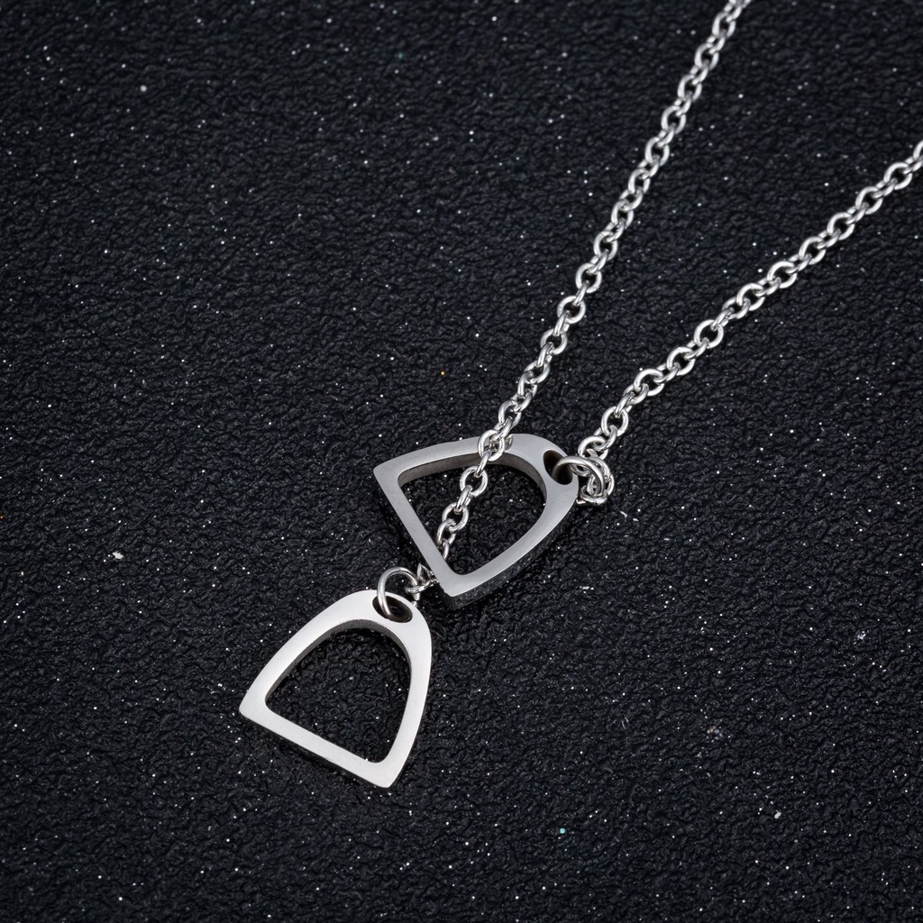 Kalung Desain Hewan Sepatu Kuda Bahan stainless steel Gaya Korea Untuk Wanita