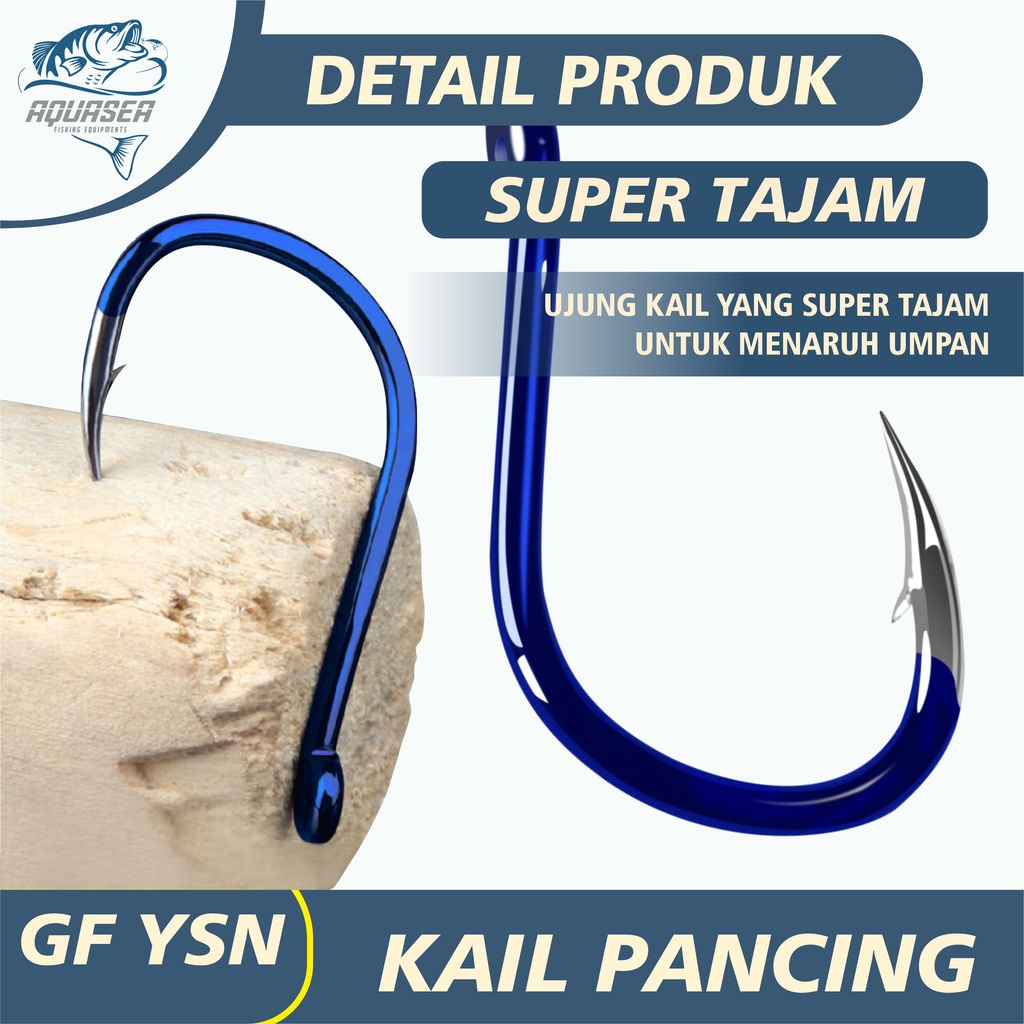 AQUASEA Kail Pancing Premium Warna Biru isi 10pcs/pack High Carbon Steel Barbed Fishing Hook Tackle Kail GFYSN-6