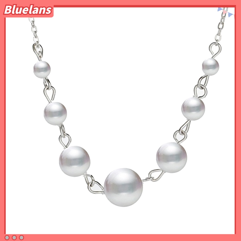 Bluelans Fashion Women Faux Pearl Beaded Single-layer Chain Necklace Banquet Jewelry Gift