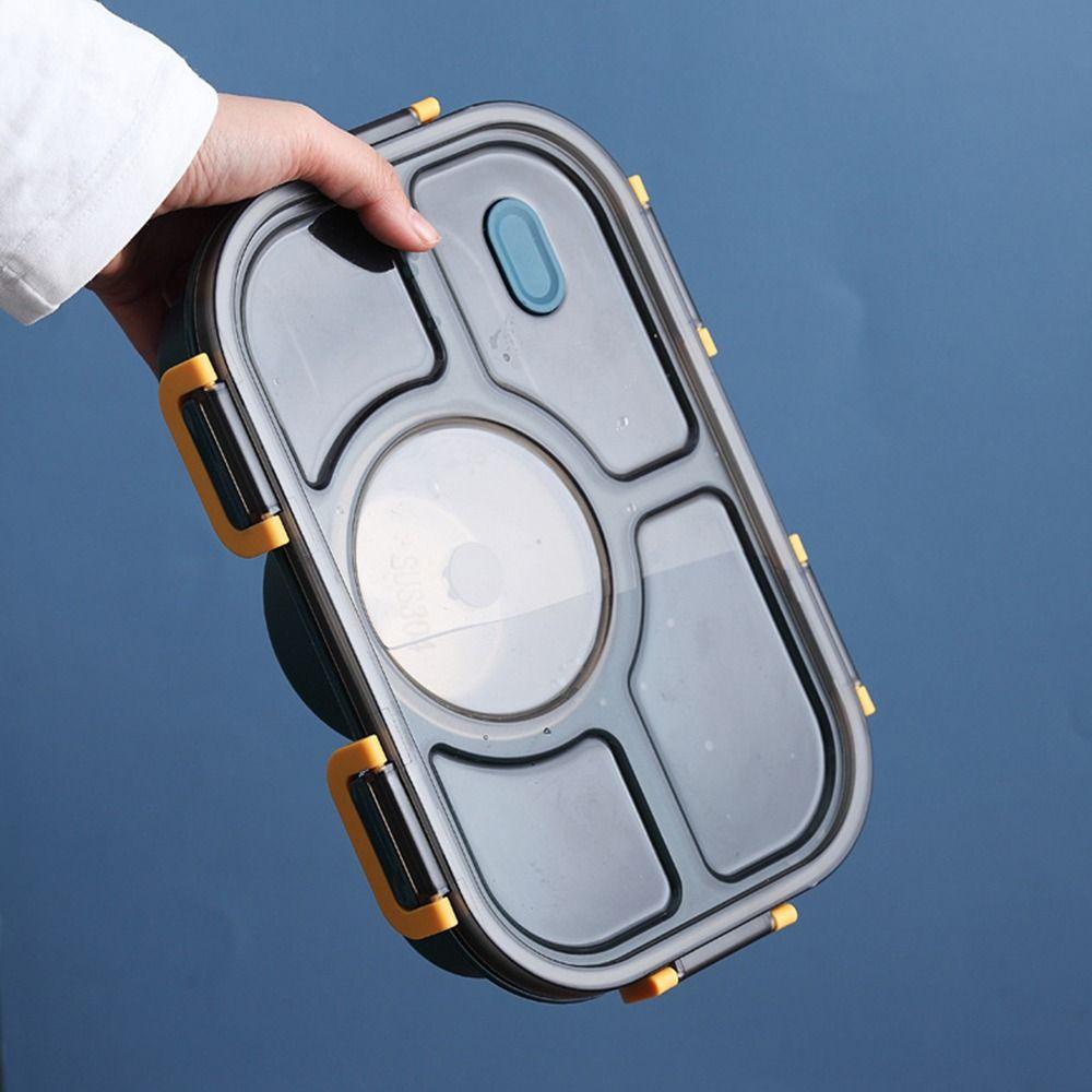 Solighter Divided Plate Lunch Box Portable Microwave Plastik Kapasitas Tinggi Bento Box