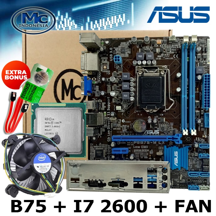 PAKET MOBO Mainboard soket 1155 B75