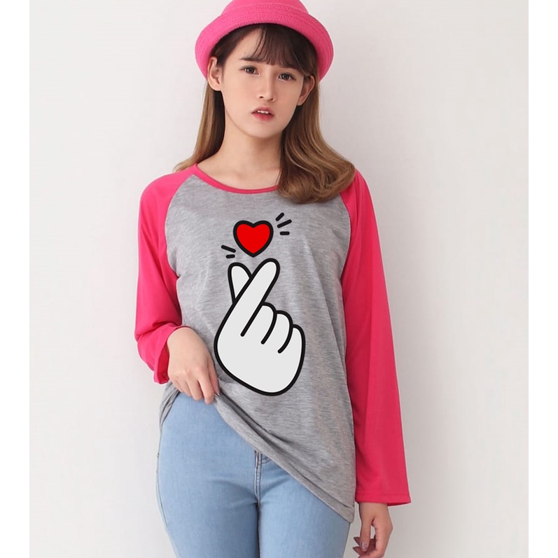 Kaos Raglan Gambar Saranghae | Lengan Panjang | Ukuran M - L - XL -XXL