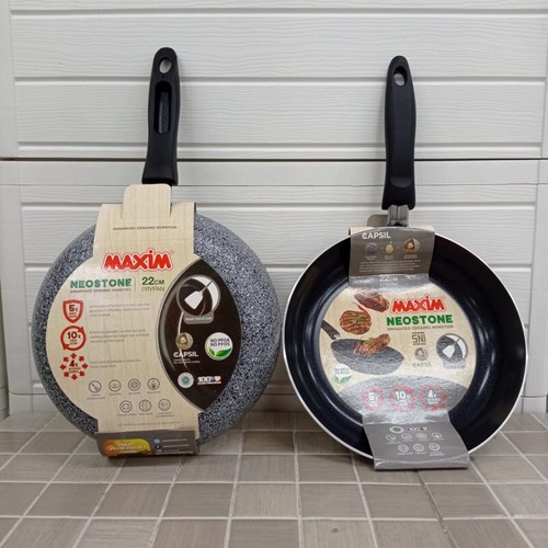 MAXIM CERAMIC WOK 30 CM TUTUP KACA ORI + 22CM FRYPAN BERGARANSI RESMI