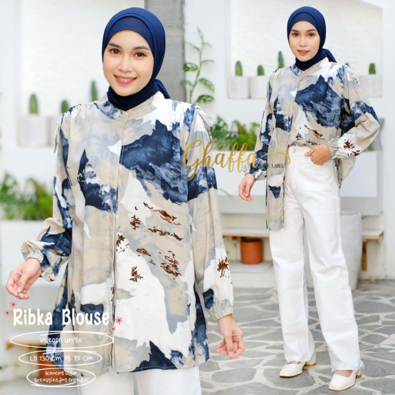 RIBKA BLOUSE BY GHAFFA THE LABEL / BLOUSE MOTIF MUSLIMAH / baju wanita kekinian