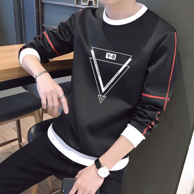 Sweater crewneck pria PEOJECT STRIP termurah/sweater basic kekinian bahan fleece tebal