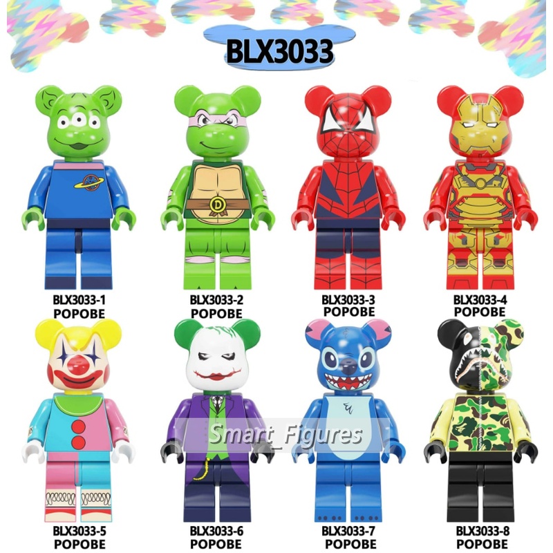 Bearbrick Mainan Balok Bangunsusun Minifigures Bentuk Stitchberuangspiderman Untuk Hadiah Anak BLX3033