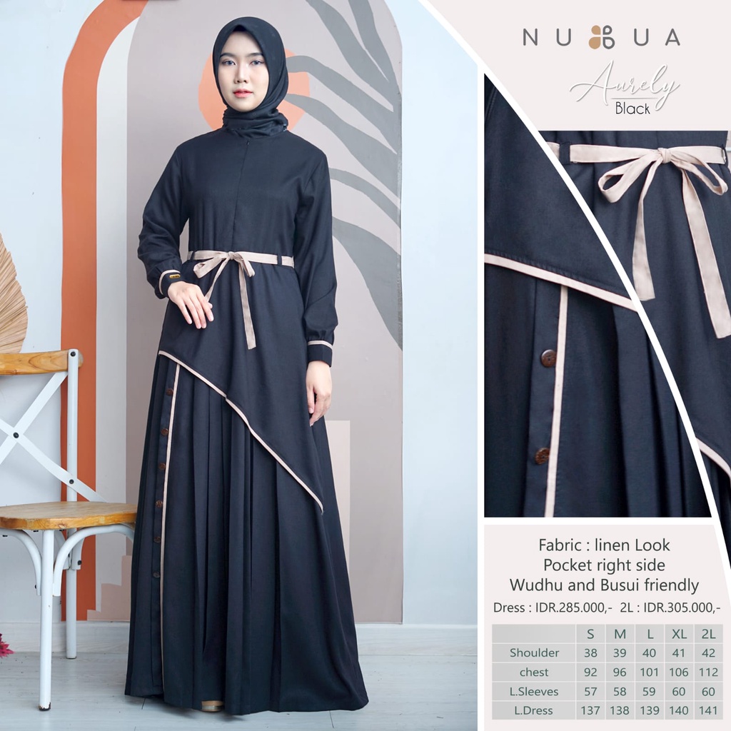 Gamis Wanita Nubua Aurely Dress Pakaian Fashion Muslim Wanita