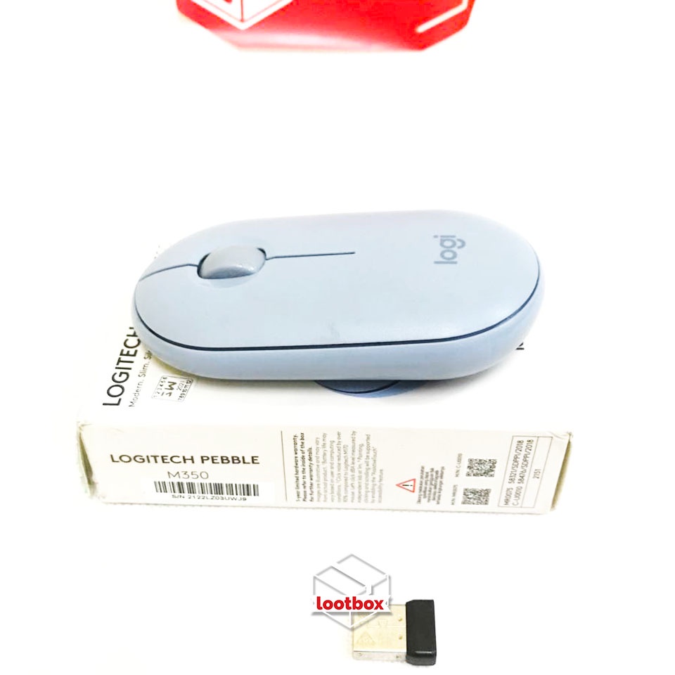 Logitech M350 Pebble Bluetooth Silent Wireless Mouse - Blue Grey SCND