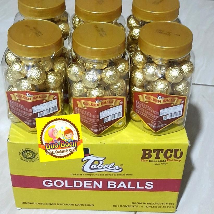 

Terlaris Today Cokelat Tobelo Golden Balls (isi 40 pcs) 240 Gram - Duo Bocil Snack buruan