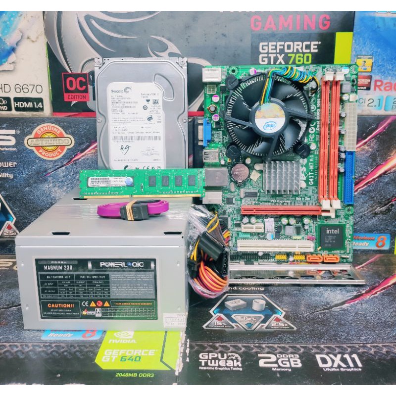 PAKET Motherboard INTEL G41 Socket LGA 775 Processor Core 2 Duo Hardisk RAM DDr3 Power Supply