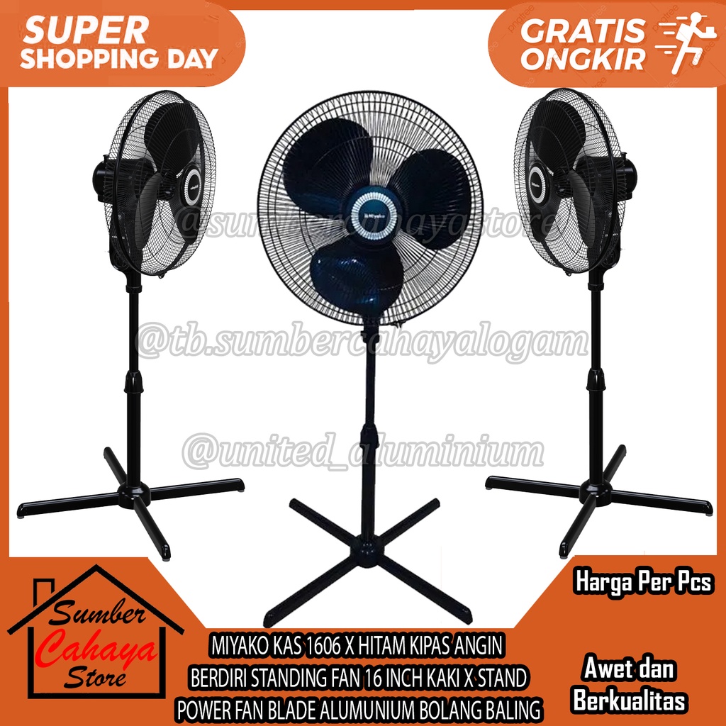 Jual Miyako Kas X Hitam Kipas Angin Berdiri Standing Fan Inch Kaki Silang Stand Power