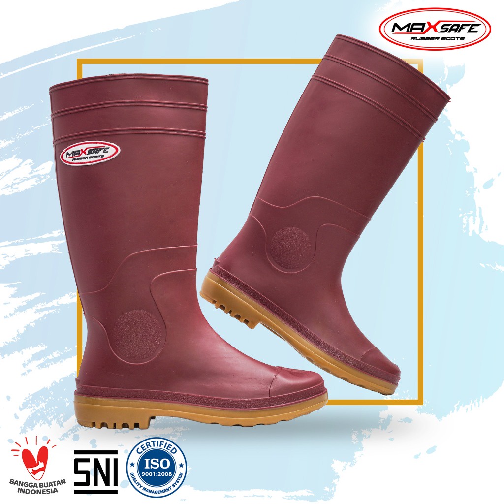 Toyobo Boots &amp; MaxSafe Boots Panjang Maroon