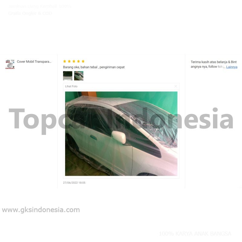 TOPCAR Cover Mobil Transparan Wuling Cortez Plastik Tebal Plastik Waterproof Outdoor Indoor