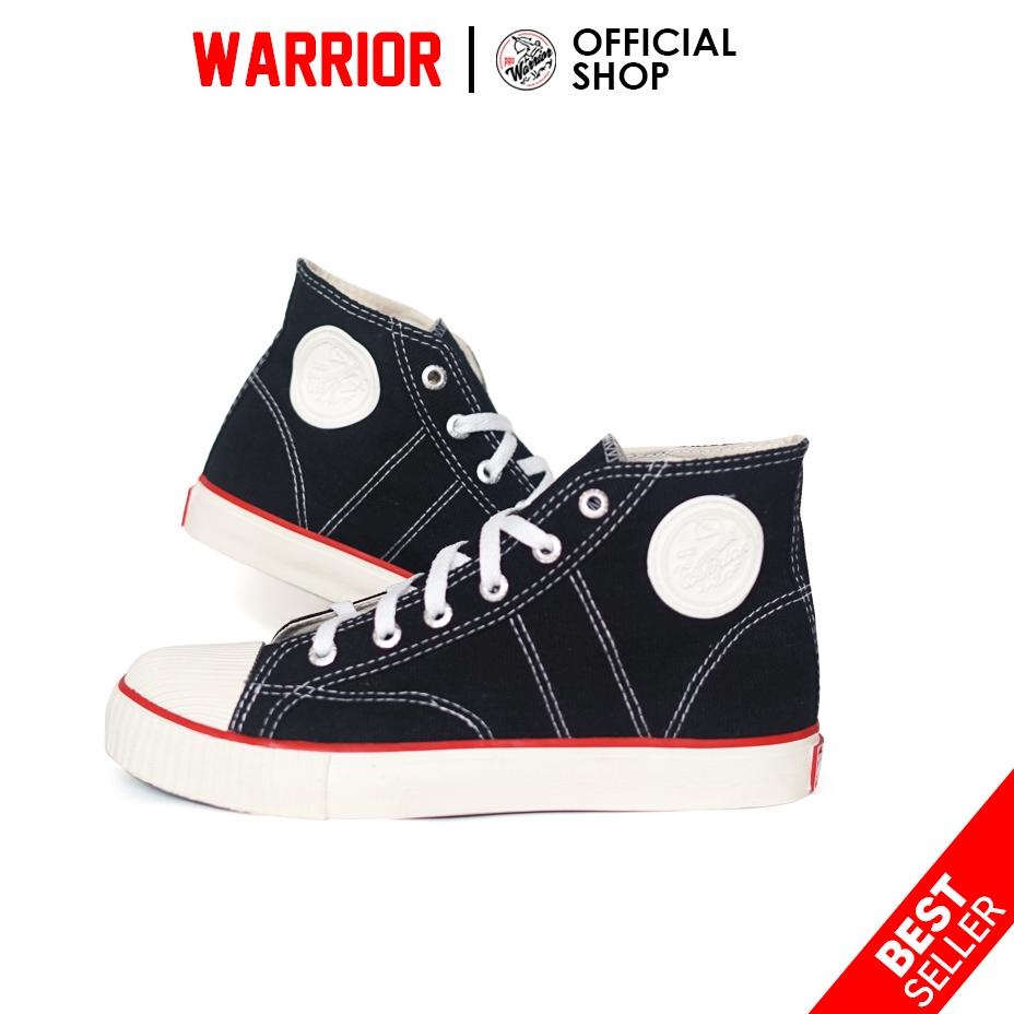 Chekout Warrior Classic Hitam Putih HC - Sepatu Sekolah Warrior Tinggi