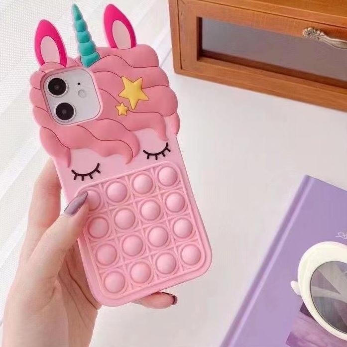 Tren Kekinian.. Case Pop it Infinix Smart 5 Smart 6 3D Karakter Unicorn Kuda Poni Casing Silikon