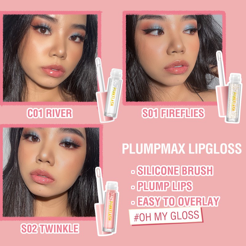 PINKFLASH OhMyGloss Lipstik Lipgloss Waterproof Moisturising Plumpmax High Shimmer Lipstik Madam Kosmetik