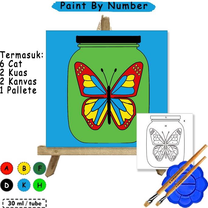 

Kanvas Lukis Butterfly In a Jar Paint By Number 20x20 cm