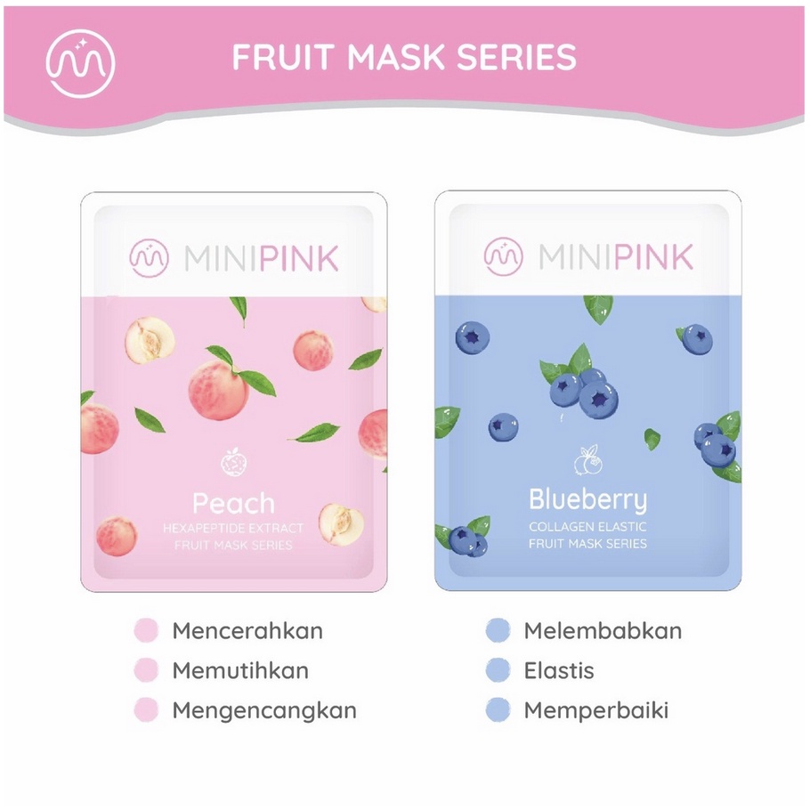 ORI MiniPink Natural Fruit Sheet Mask Masker Muka Masker Wajah Unisex masker Buah