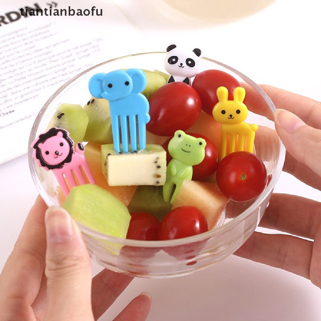 (Tianbaofu) Tusuk Gigi / Buah / Snack / Dessert Desain Kartun Hewan Ukuran Mini Dengan Kotak Penyimpanan