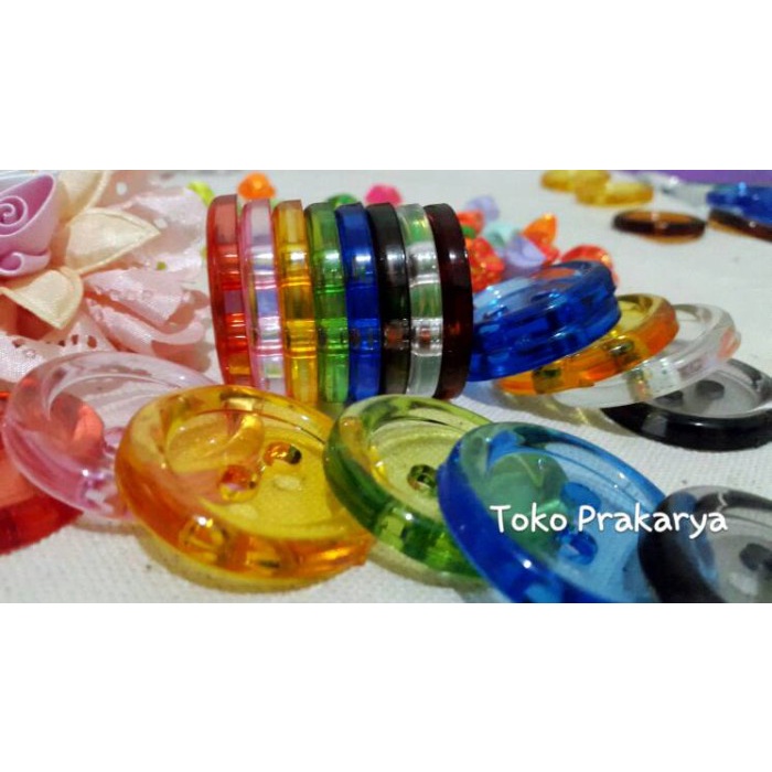 Kancing Kancing Besar Bening Warna Warni Ukr. Dia. 3,5 Cm