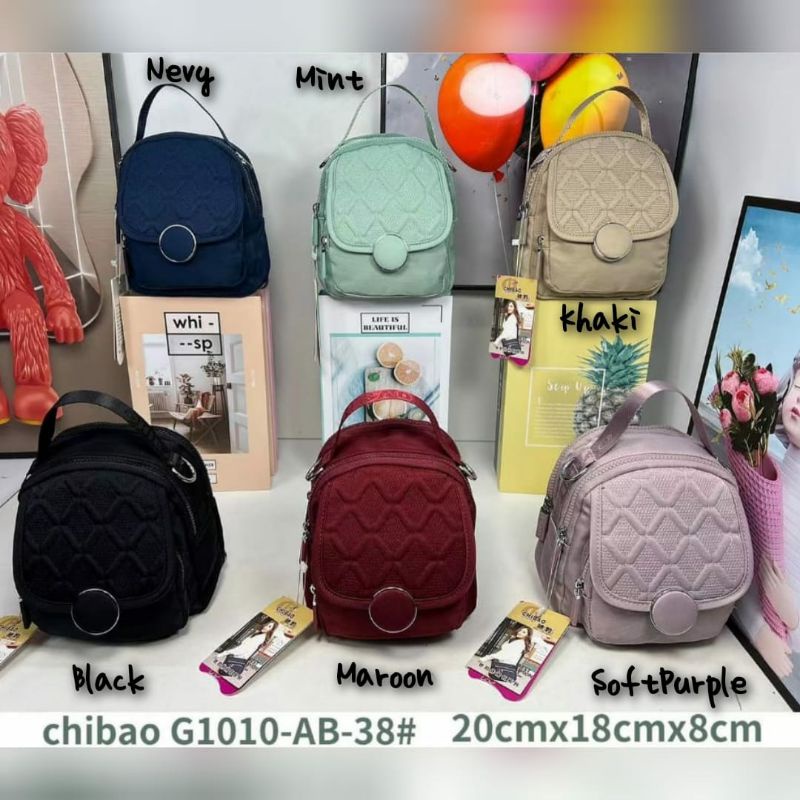 Tas ORI CHIBAO Kanvas Bordir 3in1 Ransel Slempang Tenteng 4Sleting ((2Tali))