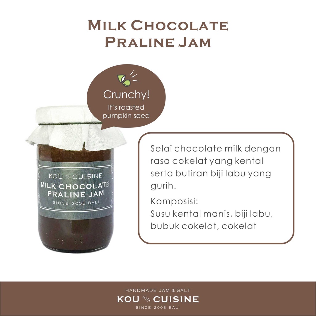 

KOU CUISINE - Milk Chocolate Praline Jam (110 ml)