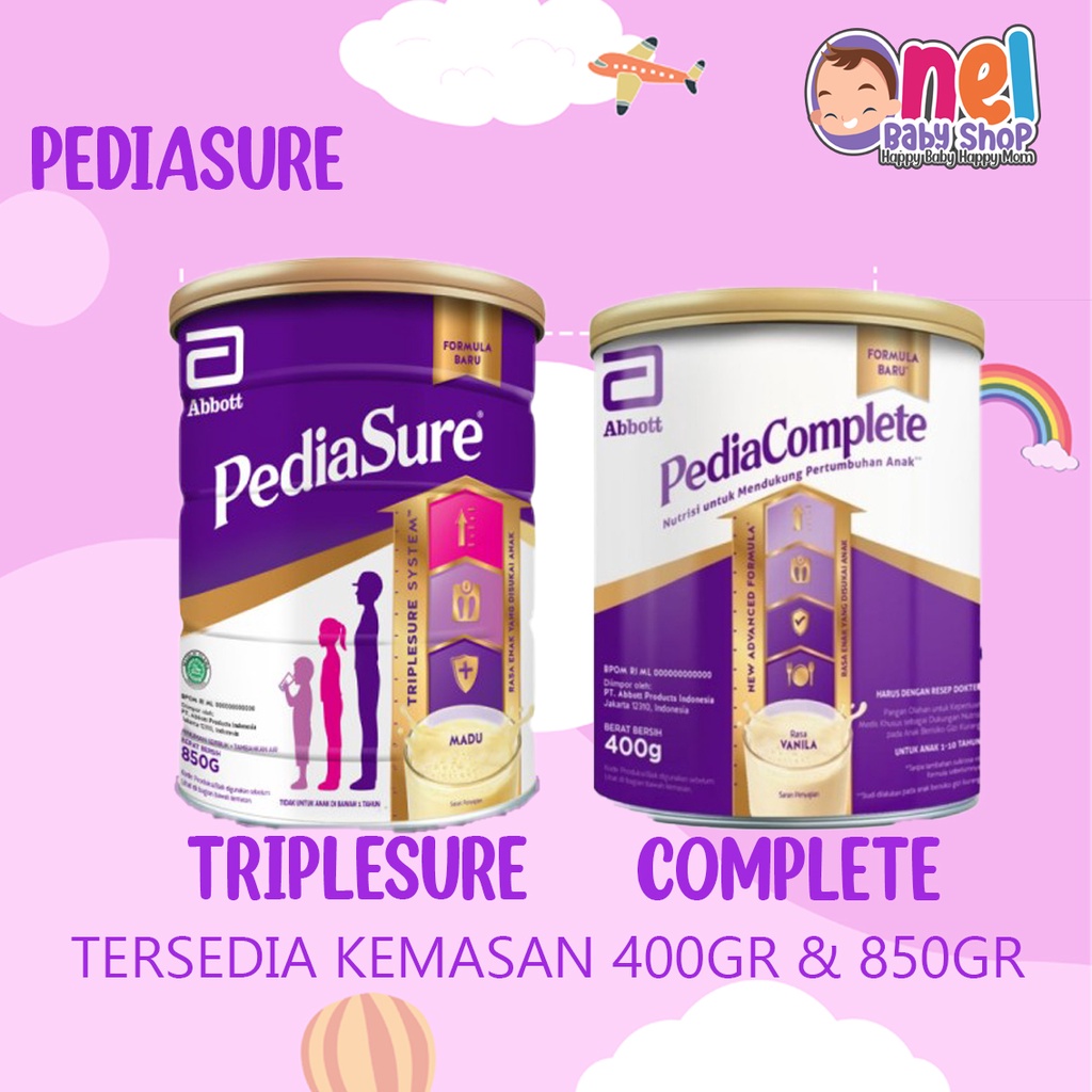 SUSU ANAK - Pediasure Triplesure / Pediacomplete Vanilla / Madu / Coklat 400g/ 850g