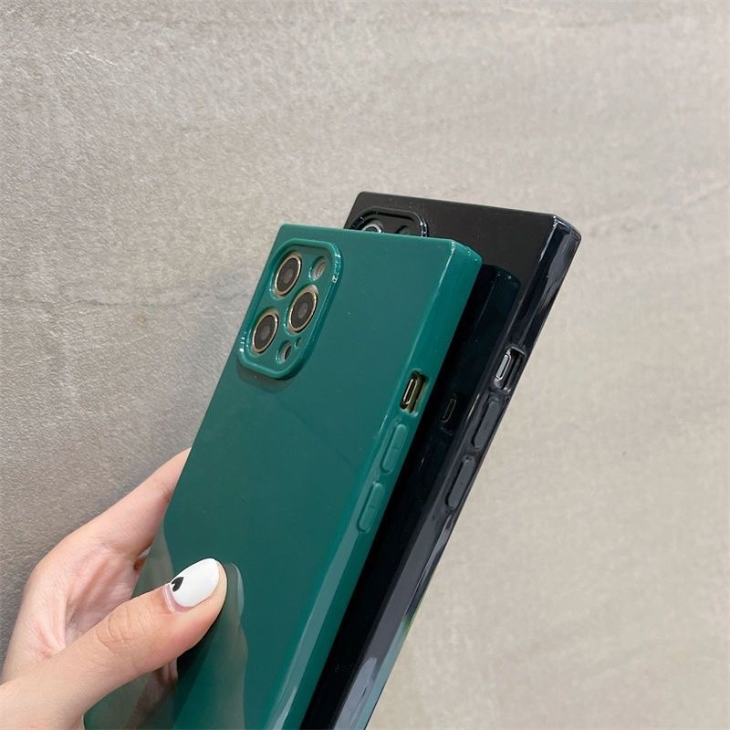 Warna Persegi Sisi Lurus Casing Pelindung Ponsel Untuk IPhone 7 8 Se2 Plus X Xr Xs Max 11 12 Pro Max Mini