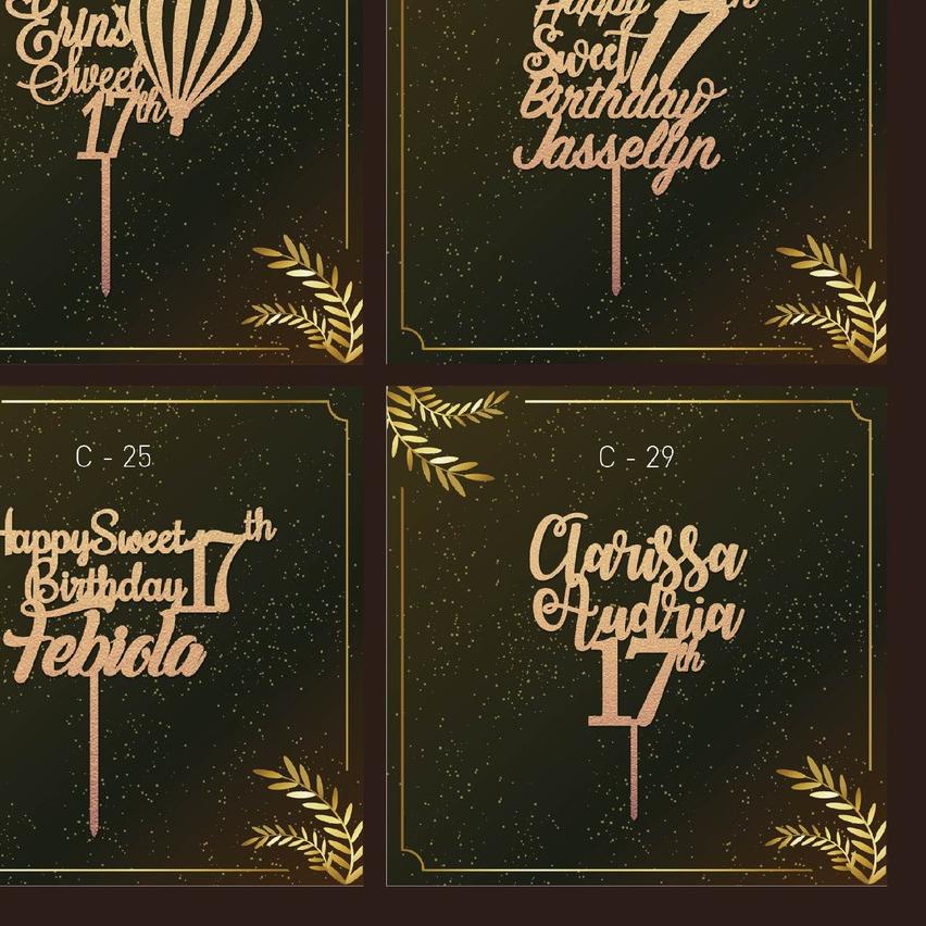 

SALE✅Sweet 17 Caketopper | Topper Akrilik | Hiasan Kue | Bisa Custom Tulisan|KD4