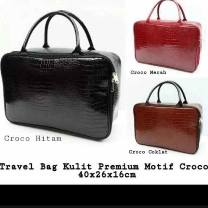 Travel Bag Kulit Premium Motif Croco |Tas jinjing |Tas pakaian