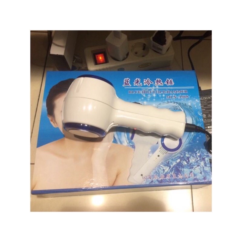 Alat kecantikan setrika relaksasi wajah Hot and cold hammer dengan pengaturan lcd dan blue photon